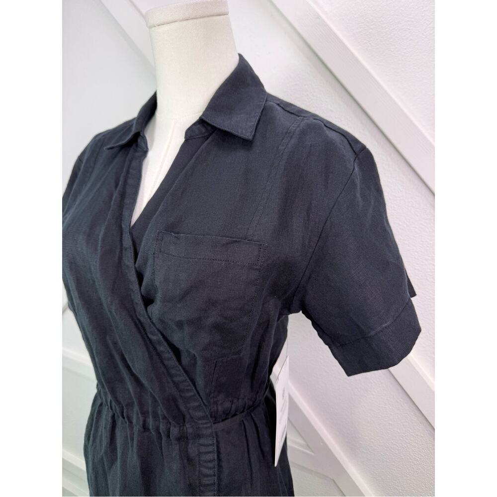 NWT Athleta Playa Linen Wrap V-Neck Dress with Pockets Summer Black Size 2 - Picture 4 of 12